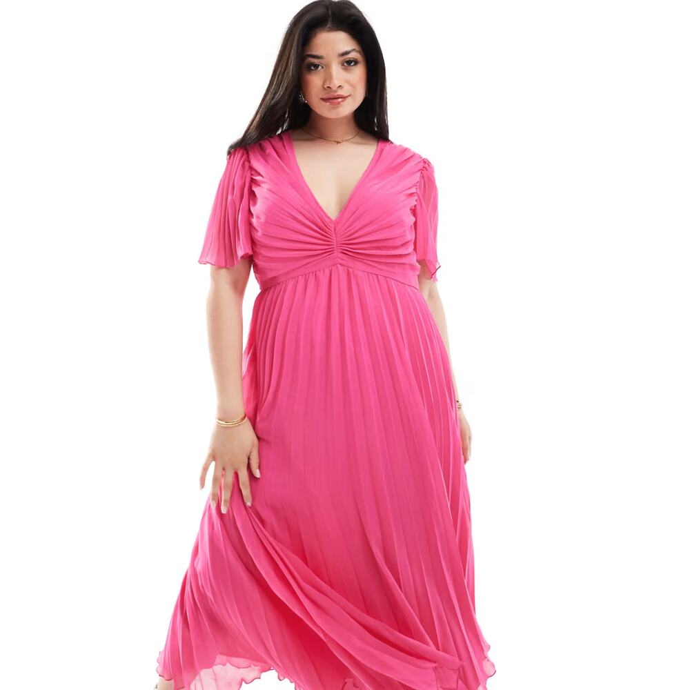 Asos Design Curve Pleated Bodice Flutter Sleeve M… - image 1